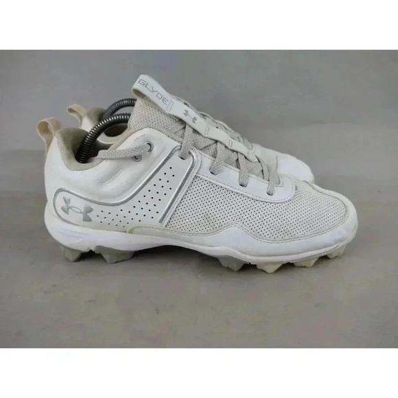 Under Armour Women's 10 Softball Shoe Cleats UA Glyde MT Charged White - Picture 2 of 11